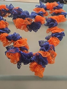 Source Unknown Blue and Orange Ruffle Scarf